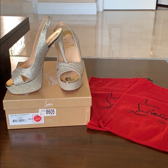 NWT Christian Louboutin Postdam 130 glitter pumps